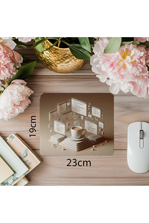 تصميم لوحة ماوس كود وكوفي بخطوط بسيطة - لوحة ماوس مطبوعة مستطيلة مستوردة مقاس 19 × 23 سم 2 مم