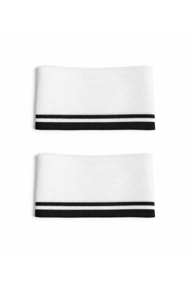 Black Background White Striped Sleeve Ribbed Knitwear Tape 2 Pieces 6 cm