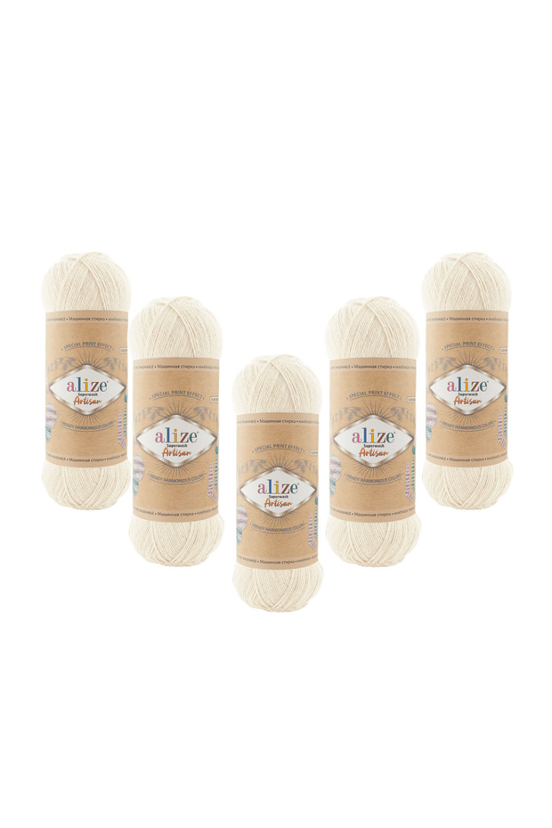 Superwash Artisan (01) 5 Pieces 100 Gr 420 Mt 75% Wool Hand Knitting Yarn – Soft Durable Multi-Colored Yarn