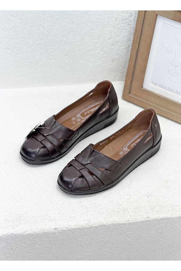 Vanesa 48203 H Molded Genuine Leather Orthopedic Comfortable Daily Shoes for Women
