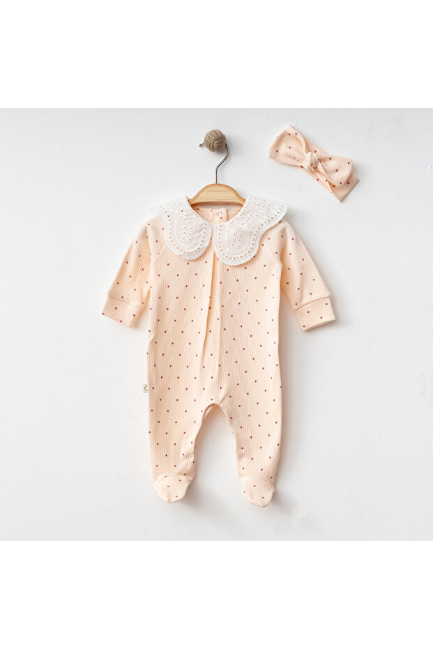 Polka Dot Lace Collar Baby Romper Set