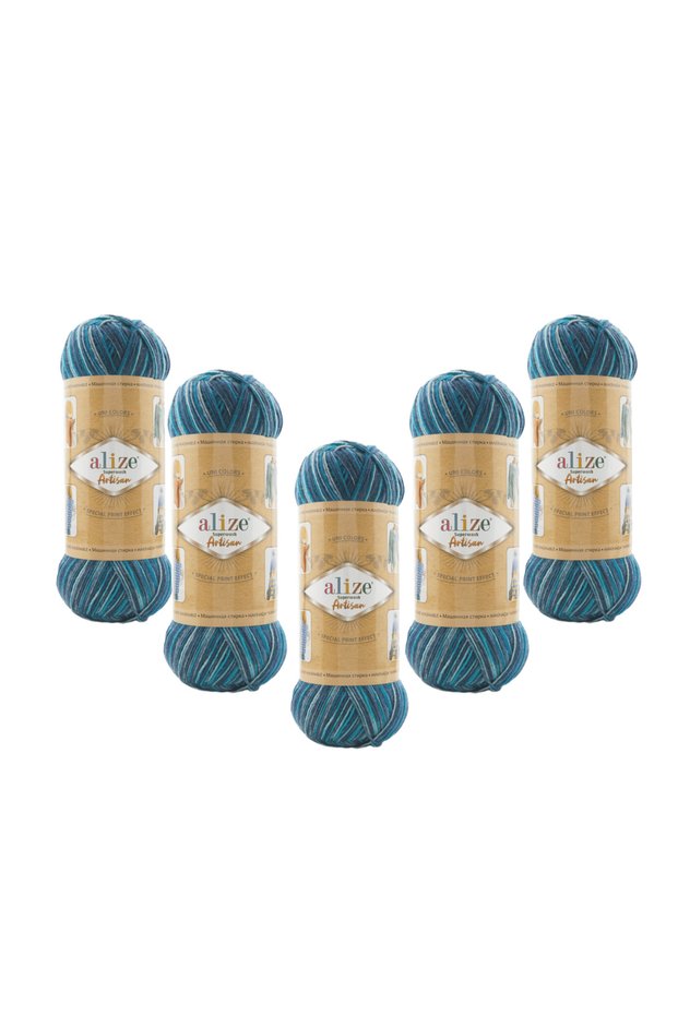 Superwash Artisan (9017) 5 Pieces 100 Gr 420 Mt 75% Wool Hand Knitting Yarn – Soft Durable Multi-Colored Yarn