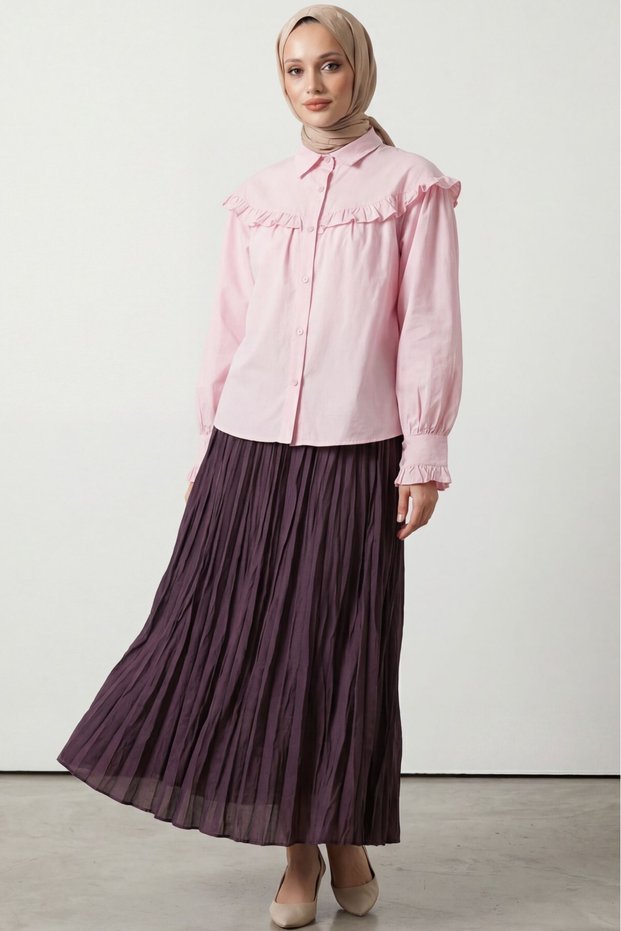 Elastic Waist Skirt - Cherry