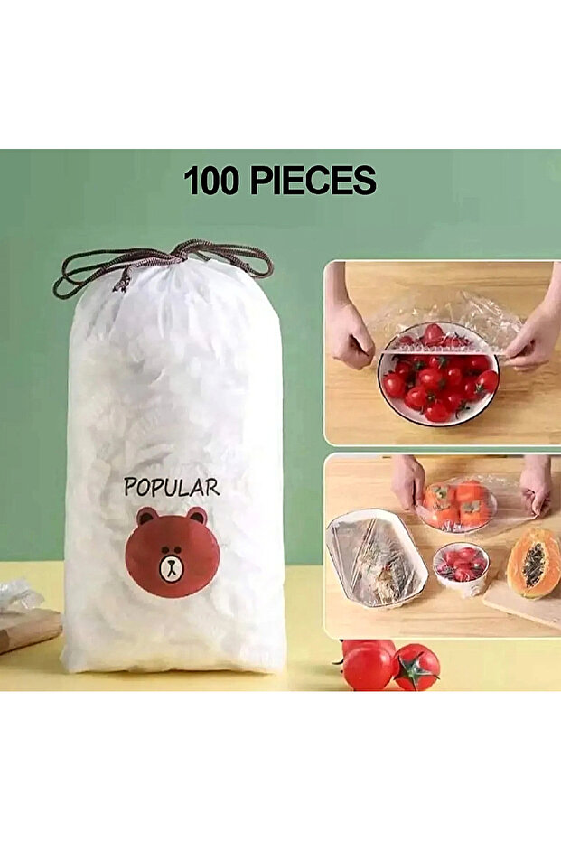 100 Pcs Disposable Elastic Food Covers – Stretchable Plastic Bowl Covers for Kitchen Food Storage