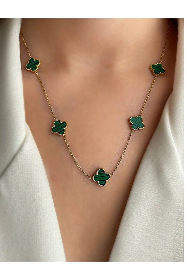 Gold Color Green Women's Necklace