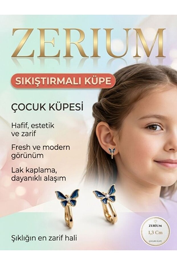 Girl's Clip-On Earrings – Pastel Blue Butterfly for Non-Pierced Ears