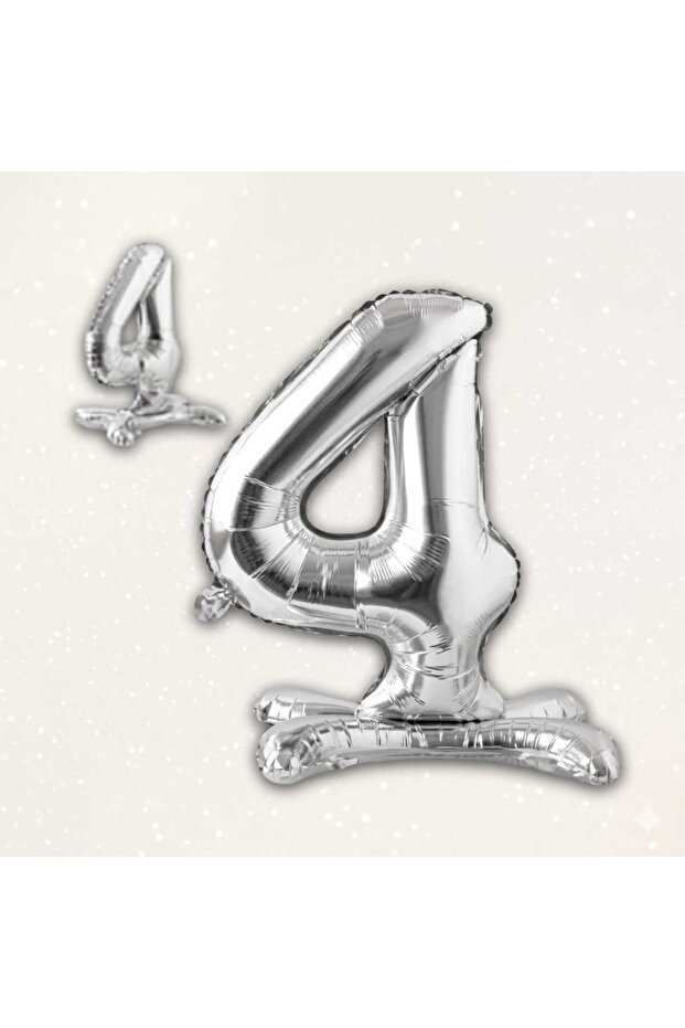 4 Year Old Silver Footed Foil Number Balloon 70 cm Birthday Party Decoration Ornament