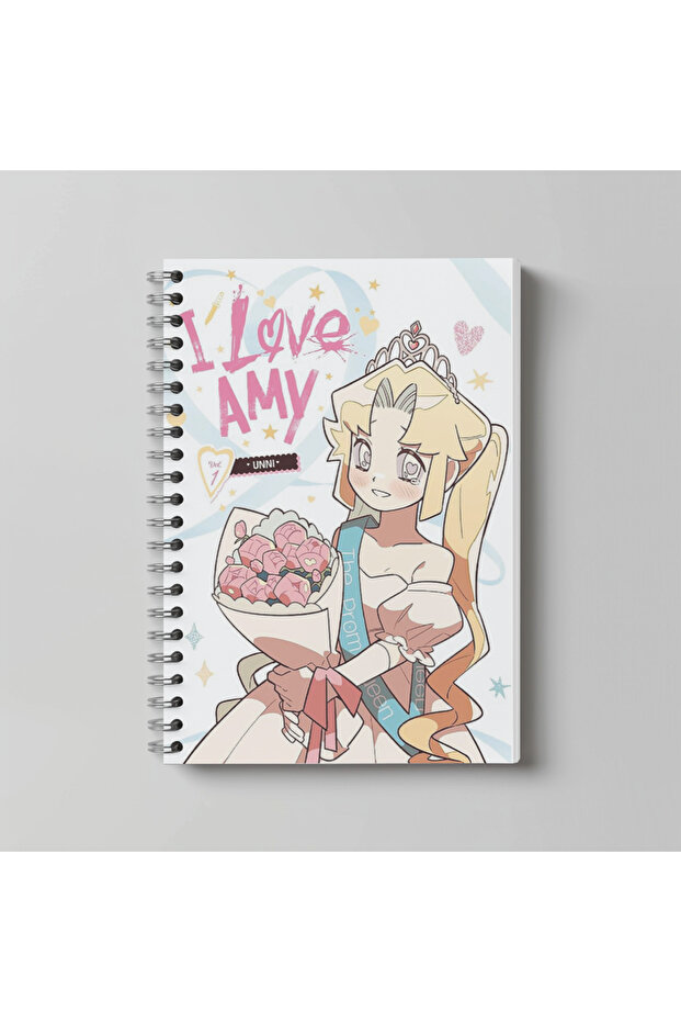 دفتر ملاحظات I Love Amy Anime مقاس A4، 60 ورقة، مطبوع عليه شخصيات بدون خطوط