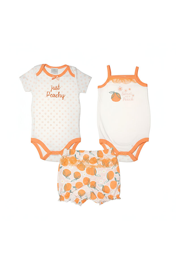 Orange Sleeveless Onesies, 03M to 12M