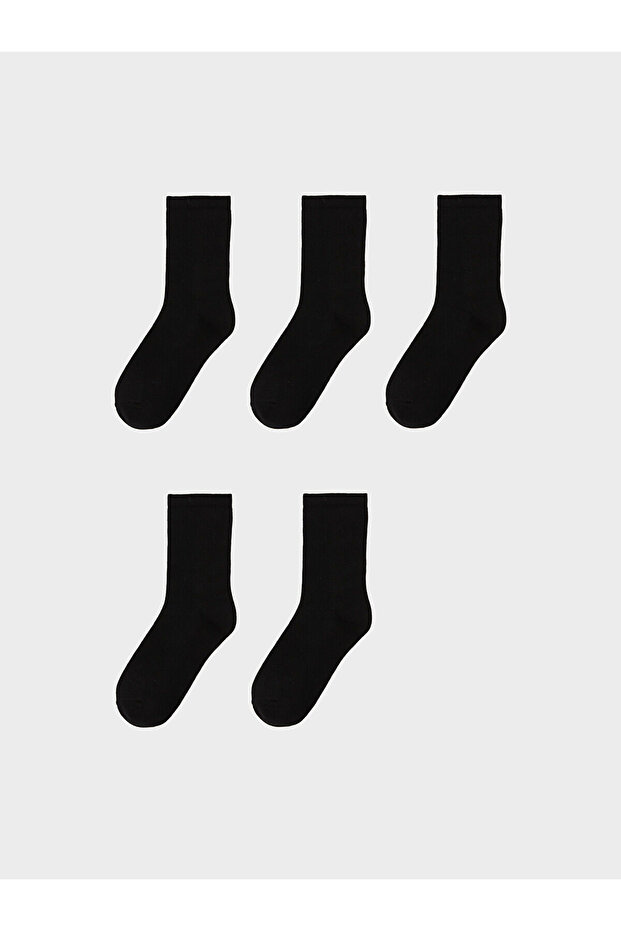 Two Mt Shop Quality Lcw Dream Black Plain 5-Piece Pack Women's Socks
