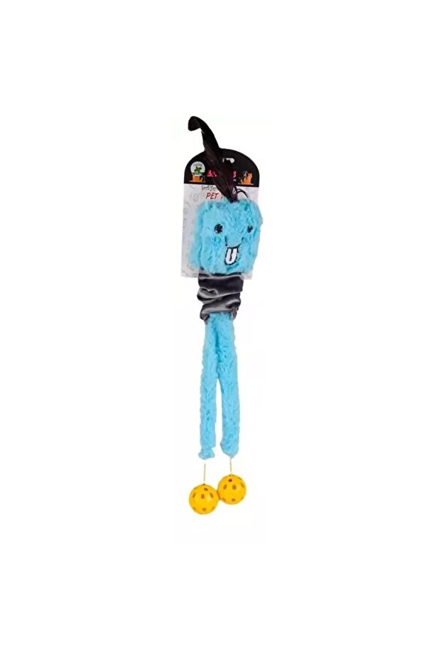 Furry, Bell-Adorned and Plush Cat Toy Blue