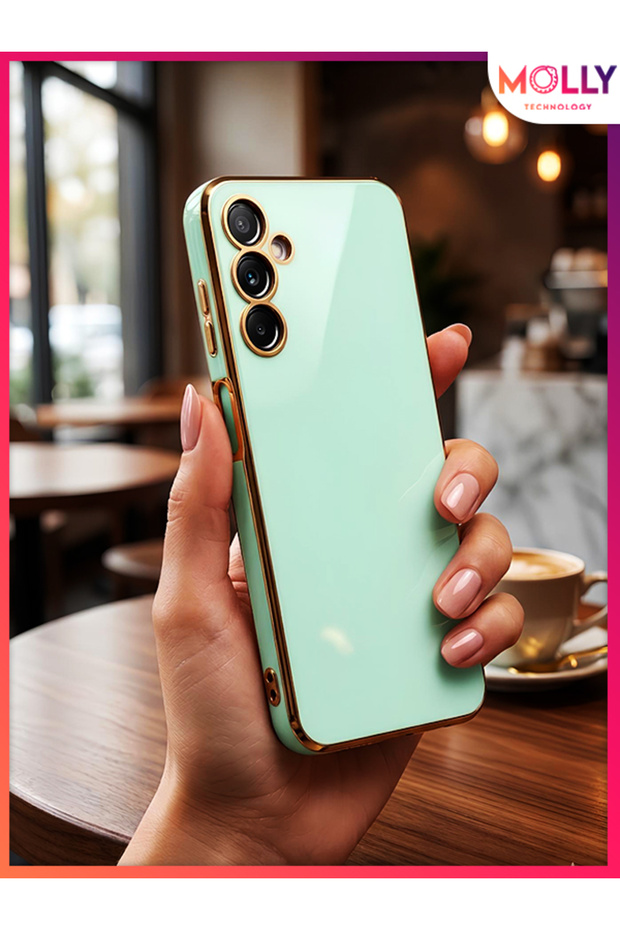 Water Green Edges Gold Detailed Luxury Silicone Case for Samsung Galaxy M14