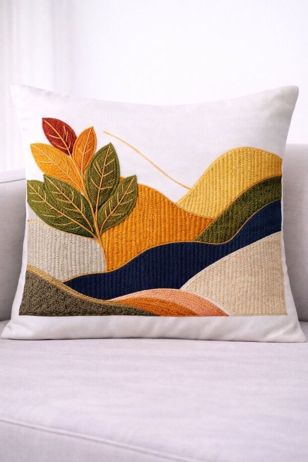 غطاء وسادة مزخرف بنمط بوهيمي استوائي مقاس 43x43 بتصميم عصري أنيق