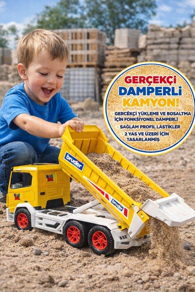 Bruder Roadmax Dump Truck 1:16 Toy Construction Truck Benne Truck Yellow 03470