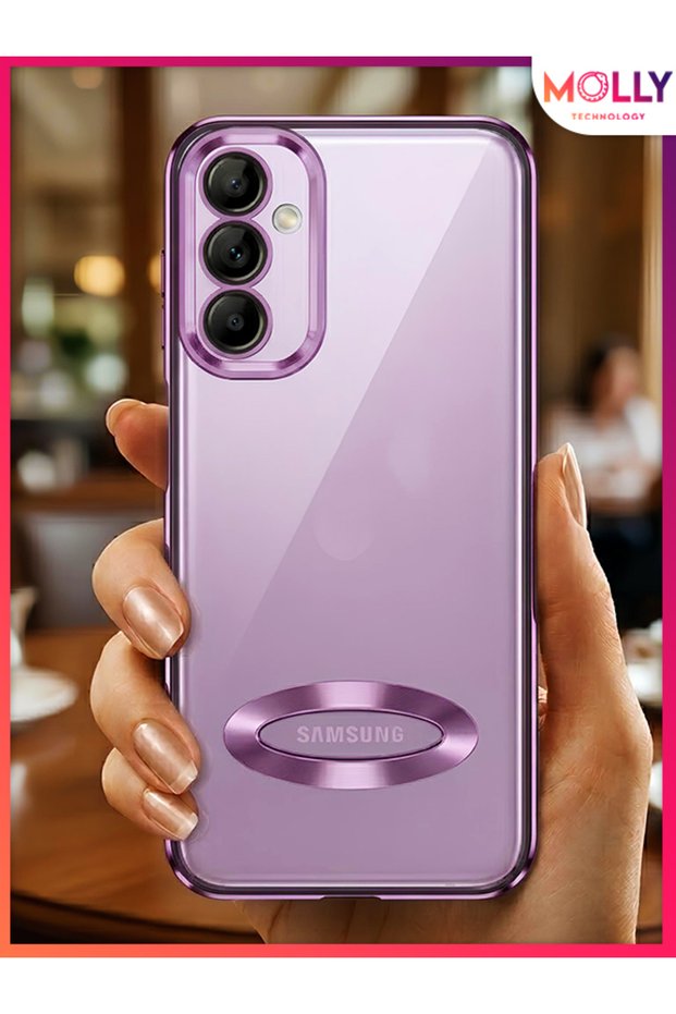 Lou Laser Transparent Silicone Case with Lilac Lens Protector for Samsung Galaxy M14