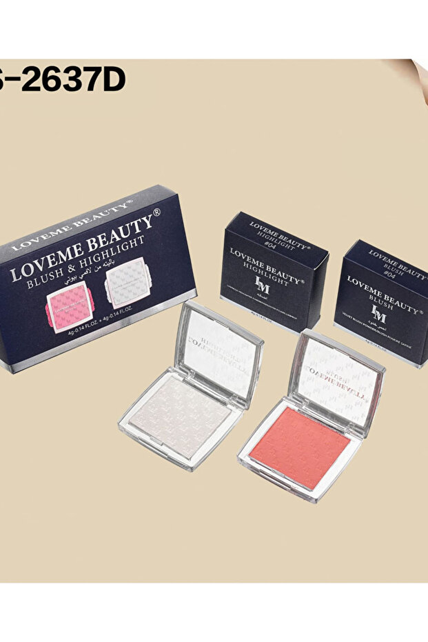 مجموعة أحمر خدود وهايلايتر من ماركة لافمي بيوتي (Loveme Beauty)، موديل LS-2637D.