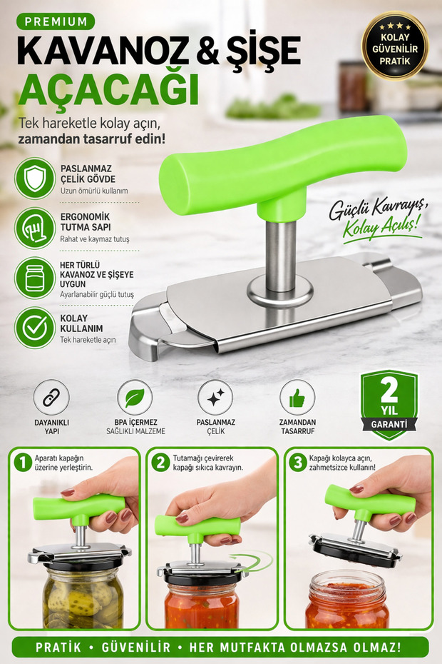 Premium Adjustable Jar & Bottle Opener – Strong Grip Stainless Steel Opener