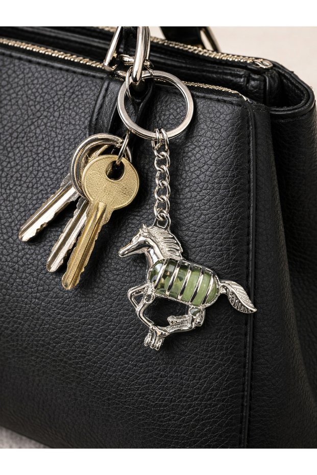 Glow-In-The-Dark Zebra Figured Metal Keychain I Unisex
