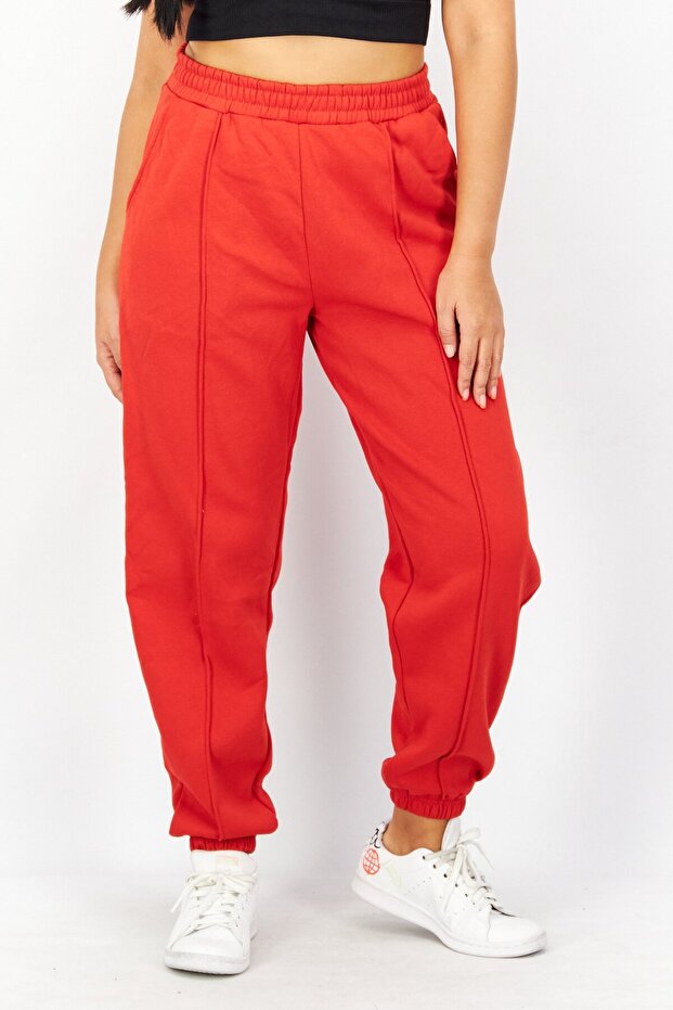 Women Pull On Solid Sweatpants, Red