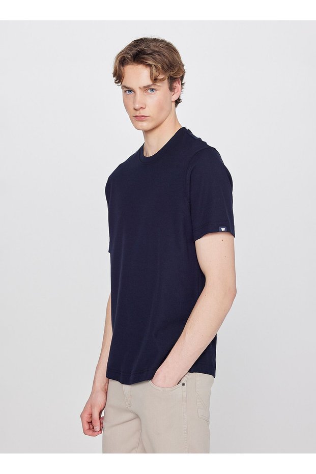 Crew Neck Navy Blue Men's T-Shirt W2610159410 Navy Blue T-Shirt