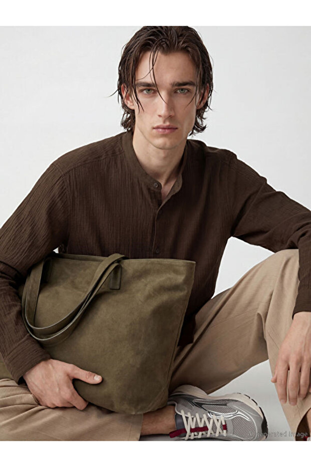 Esvab • Modern & Distinctive Stand-Up Collar Men's Textured Shirt