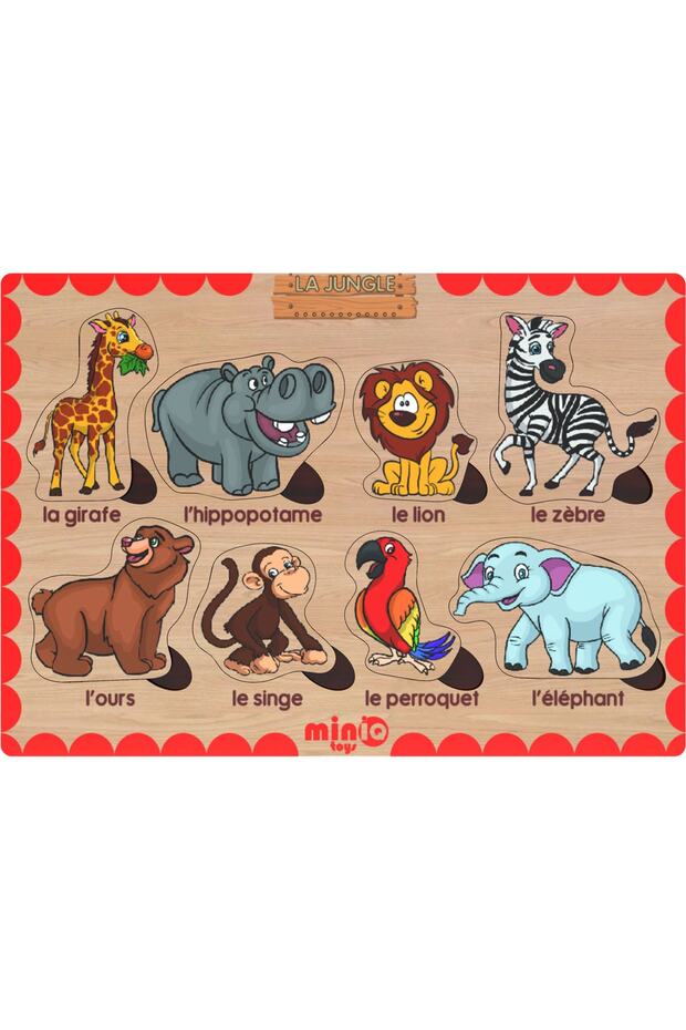 Wooden French Forest Animals Educational-Learning Puzzle