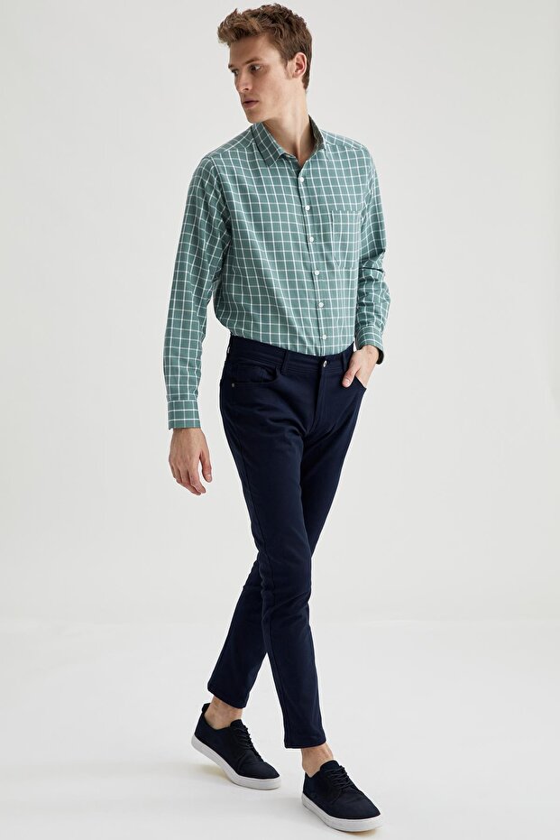 Basic Slim Fit Cepli Chino Pantolon - 5