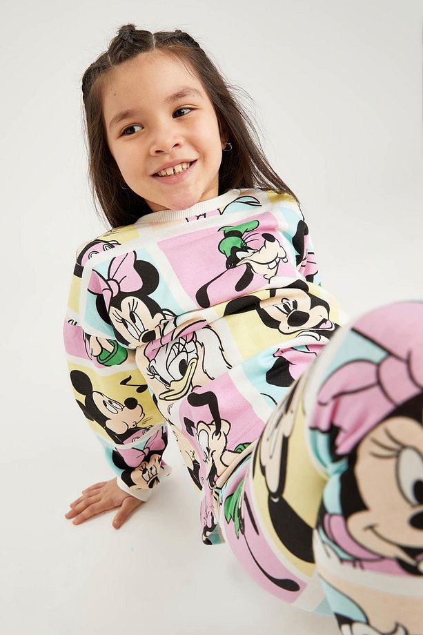 Kız Çocuk Mickey Mouse Lisanslı Crop Sweatshirt - 1