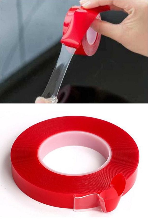 3 Adet 2 Metre Güçlü Yapışkanlı Çift Taraflı Silikon Pratik Şeffaf Bant - 4