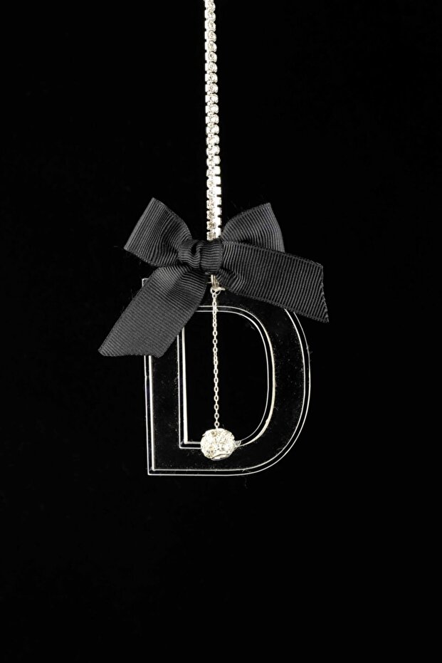 Silver Transparent Rearview Ornament Letter D