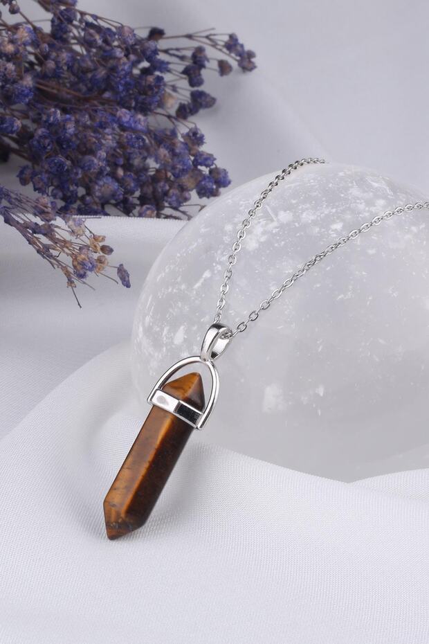 Natural Nail Cut Turtle Eye Stone Necklace - Kl0457