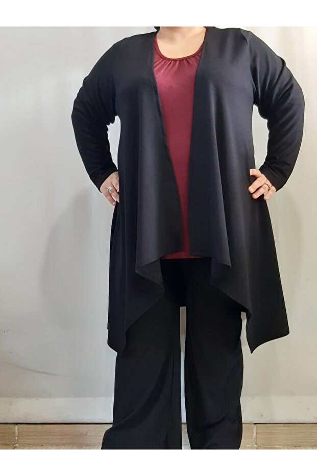 سترة سوداء محبوكة من القطن الممشط - 1