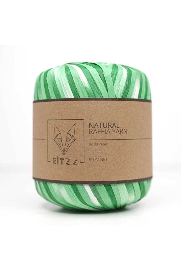 Rafya Multi Ebruli Kağıt Ip // Yeşil 305 - 1