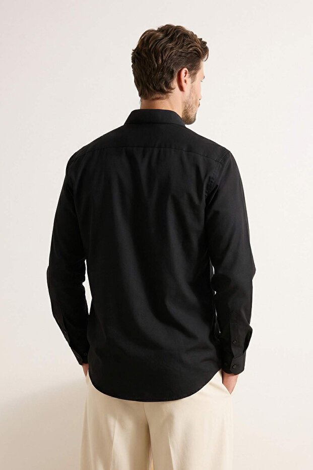 Siyah-Beyaz 2'li Takım Slim Fit Oxford Kolay Ütülenebilir Nefes Alan Erkek Gömlek TMNSS26GO00001 - 4