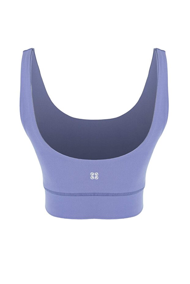 Mavi Fırçalı Soft Kumaş Destekli/Şekillendirici Kalın Askılı Örme Spor Sütyeni THMSS24SS00008 - 8