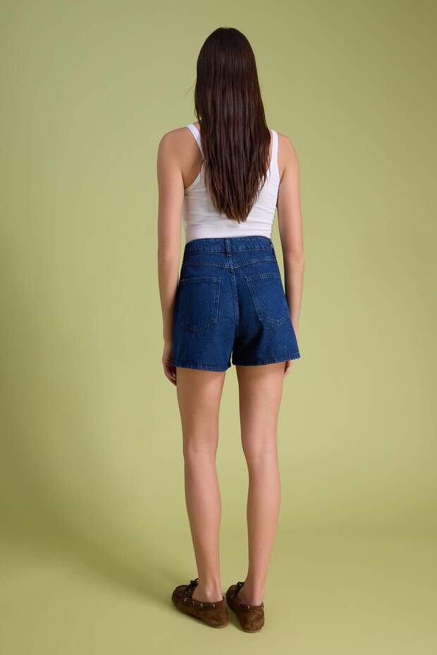 Mavi More Sustainable Pileli Yüksek Bel City Boy Denim Şort TWOSS20SR0129 - 4