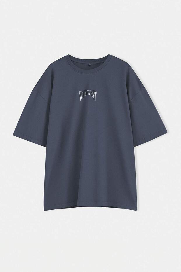 Büyük Beden Antrasit Oversize/Geniş Kesim %100 Pamuklu T-Shirt TMNSS25BF00008 - 5