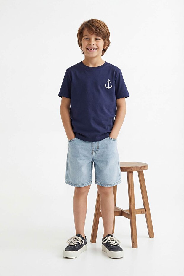 Kırmızı-Lacivert 2'li Erkek Çocuk Baskılı 23 Nisan Örme T-Shirt TKDSS26TS00038 - 4