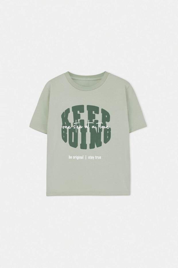 Kiremit-Mint 2'li Baskılı Örme Erkek Çocuk T-Shirt TKDSS26TS00036 - 7