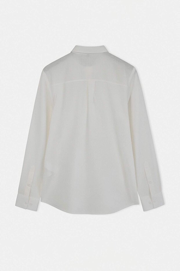Ekru Normal Kalıp/Regular Fit %100 Pamuk Dokuma Erkek Gömlek TMNSS26GO00013 - 6