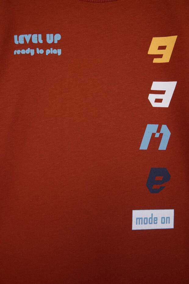 Kiremit-Mint 2'li Baskılı Örme Erkek Çocuk T-Shirt TKDSS26TS00036 - 6