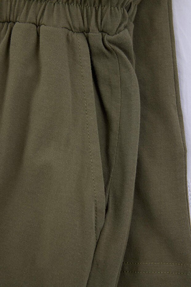 Haki Regular Fit Biyeli Örme Şortlu Pijama Takımı TMNSS24PT00021 - 6