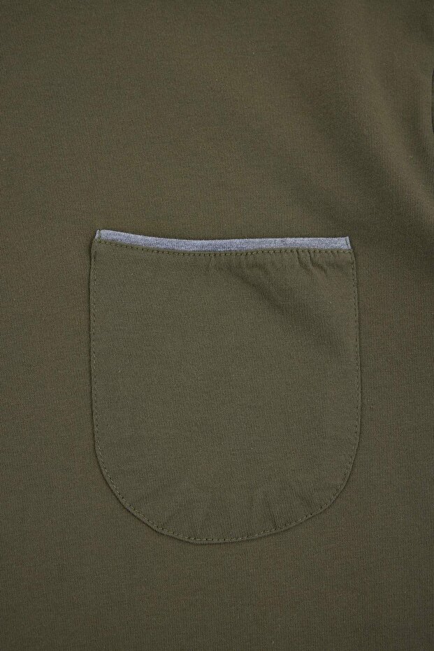 Haki Regular Fit Biyeli Örme Şortlu Pijama Takımı TMNSS24PT00021 - 5