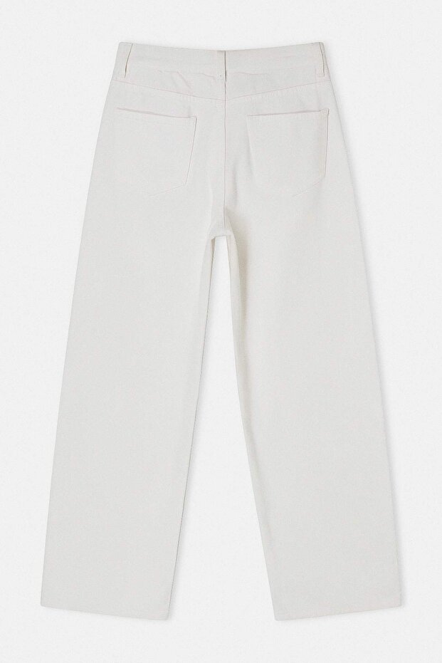 Beyaz Yüksek Bel %100 Pamuk Barrel Jeans TWOSS26JE00164 - 6