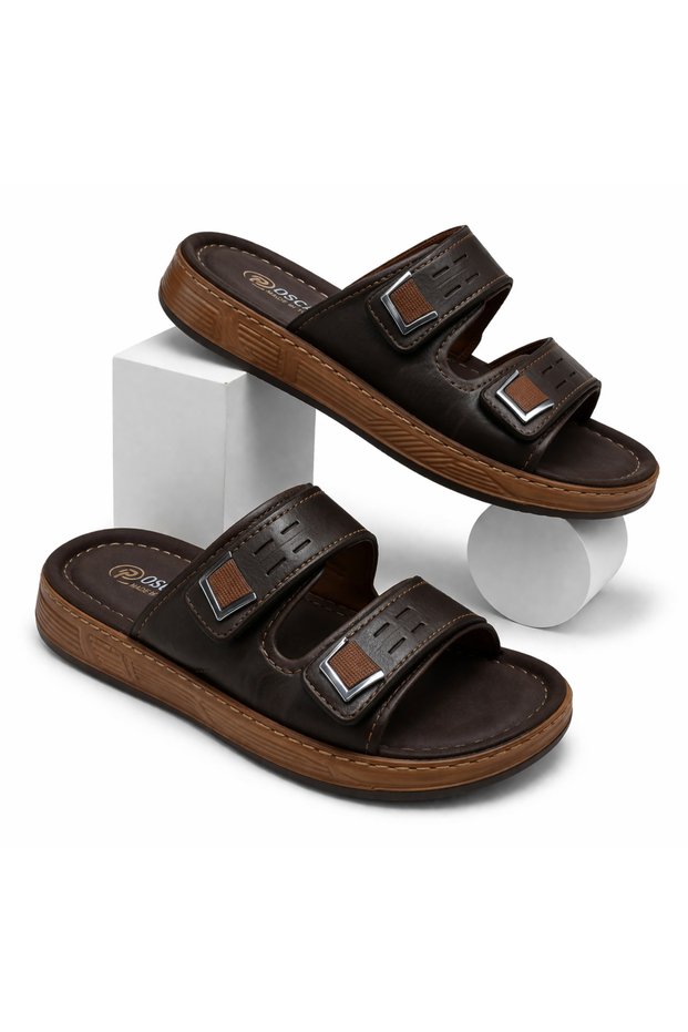 Men's Durable, Stylish, Comfortable Walking and Street Holiday Slippers with Velcro Fastening on the Upper.