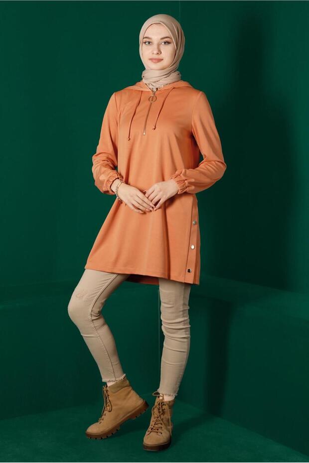 Hooded Zippered Tracksuit Tunic - 43307