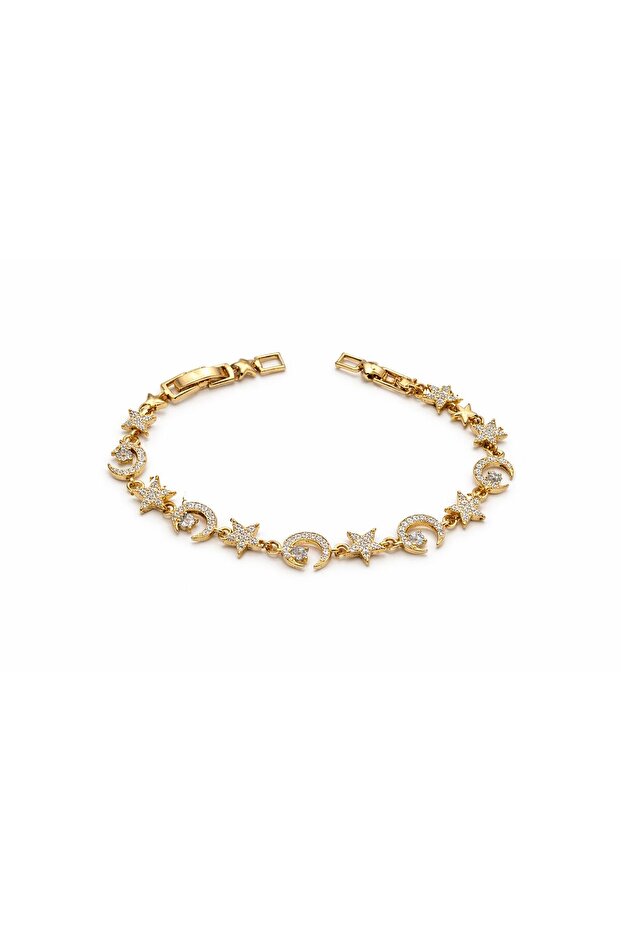 Zircon Stone Mix Gold Bracelet