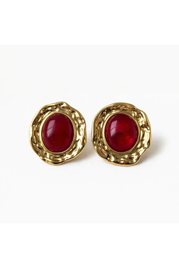 Steel Burgundy Earrings