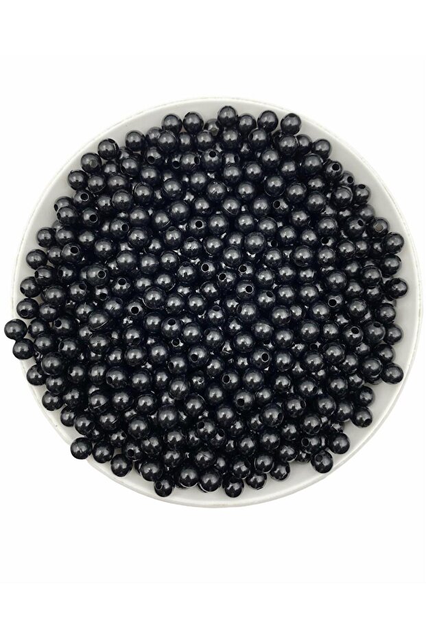 25Gr 5mm Black Plastic Pearl Beads, Jewelry Making Beads (25Gr,~360 Pieces)