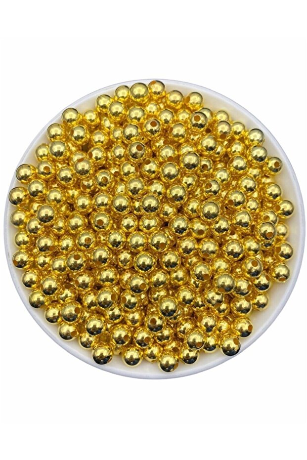 8mm Gold Color Ccb Metalized Metal Appearance Plastic Beads, Jewelry Beads (25gr,~80 Pieces)